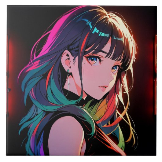 煌霞の少女【Radiant Haze Girl】セラミックタイル タイル (正面)