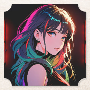 煌霞の少女【Radiant Haze Girl】セラミックタイル ペーパーコースター