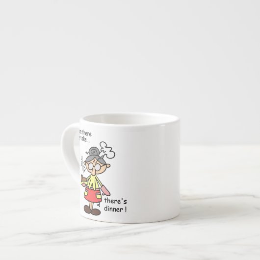 煙および夕食のTシャツおよびギフト エスプレッソカップ (正面左)