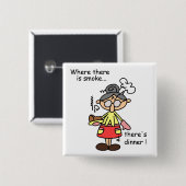 煙および夕食のTシャツおよびギフト 缶バッジ (正面&裏面)