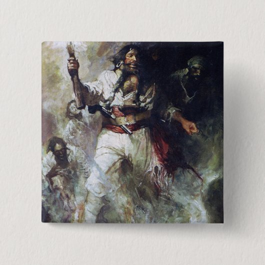 煙および炎のBlackbeard 缶バッジ (正面)