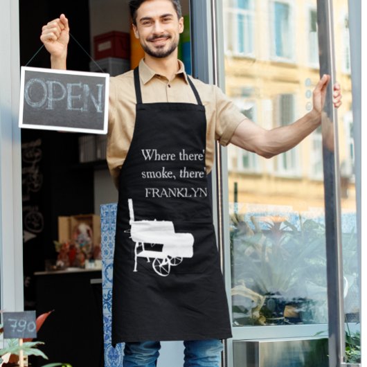 煙があるところのネームモノグラム グリルスモーカー エプロン