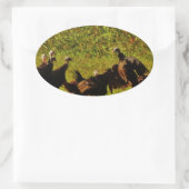 煙たい山々で野生の七面鳥と戦う 楕円形シール (バッグ)