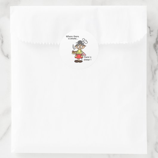 煙とディナーTシャツとギフト ラウンドシール (バッグ)