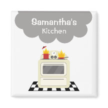 煙と火レトロストーブキッチンマグネット