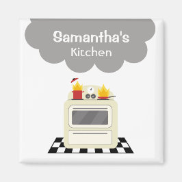 煙と火レトロストーブキッチンマグネット マグネット