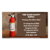 煙と赤の消火器の火災安全 マグネット名刺 (正面)