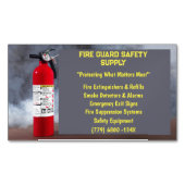 煙と赤の消火器の火災安全 マグネット名刺 (正面)