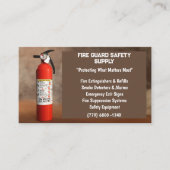 煙と赤の消火器の火災安全 名刺 (正面)
