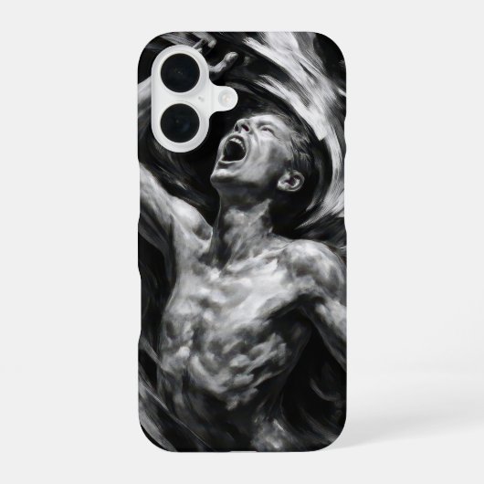 煙に包まれる苦しむ男 iPhone 16ケース (裏面)