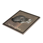 煙のようなグレーのタビー猫 タイル (側面)