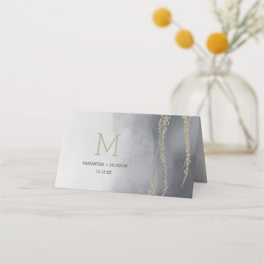 煙のエレガントテーブル番号の淡水色 プレイスカード (裏面)