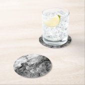 煙のストリーク白黒大理石の仕上げ ラウンドペーパーコースター (インサイチュ)