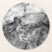 煙のストリーク白黒大理石の仕上げ ラウンドペーパーコースター (正面)