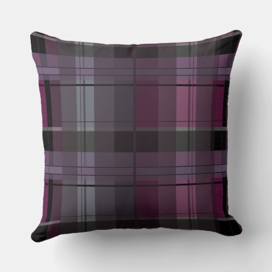 煙のプラムおよび黒い格子縞の装飾用クッション20x20 クッション (裏面)