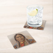 煙の信号：ラコタインディアンチーフシッティングブル スクエアペーパーコースター (インサイチュ)