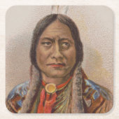 煙の信号：ラコタインディアンチーフシッティングブル スクエアペーパーコースター (正面)