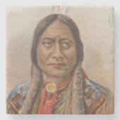 煙の信号：ラコタインディアンチーフシッティングブル ストーンコースター (正面)