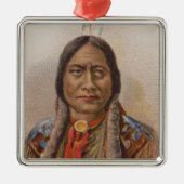 煙の信号：ラコタインディアンチーフシッティングブル メタルオーナメント (正面)