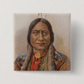 煙の信号:ラコタインディアンチーフシッティングブル 缶バッジ (正面)