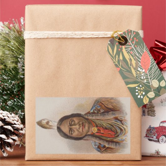 煙の信号:ラコタインディアンチーフシッティングブル 長方形シール (クリスマス)