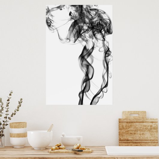 煙の写真 – 黒 ポスター (キッチン)