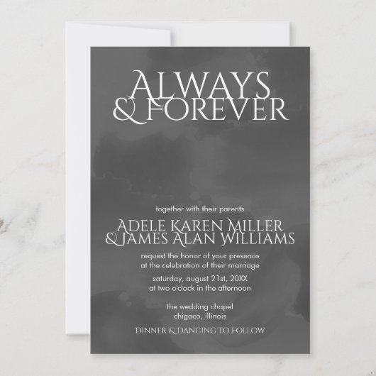 煙の水彩画|常に及び永久に結婚する| 招待状 (正面)