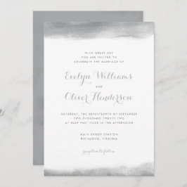 煙の灰色の水彩画のすくいの結婚式 招待状