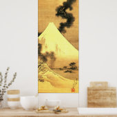 煙の竜が逃れる北斎山富士 ポスター (キッチン)