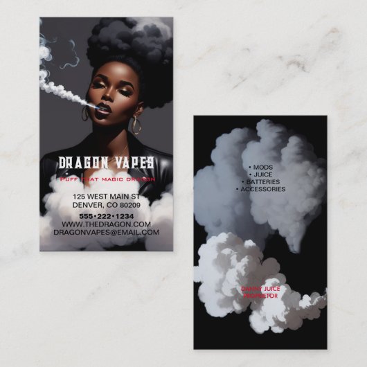 煙の蒸気の煙プルーム黒と白のビジネス 名刺 (正面/裏面)