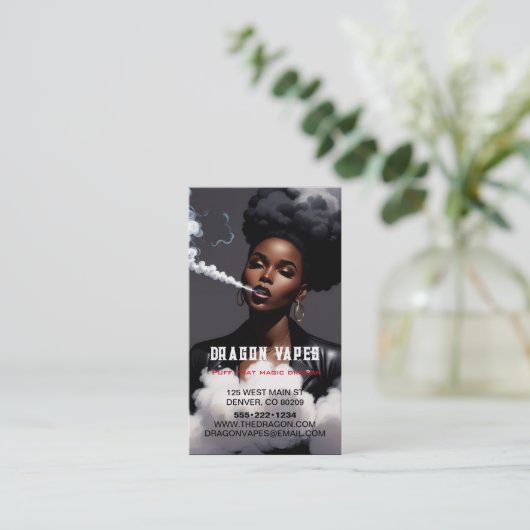 煙の蒸気の煙プルーム黒と白のビジネス 名刺 (スタンド正面)