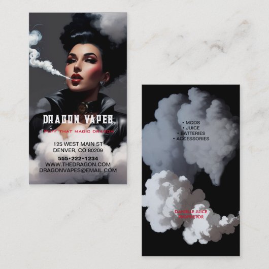 煙の蒸気の煙プルーム黒と白 名刺 (正面/裏面)