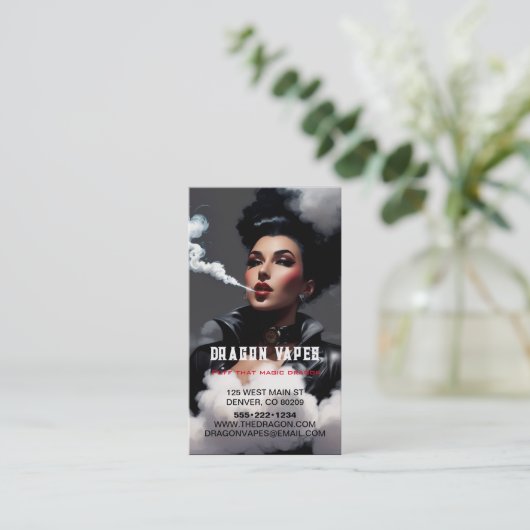 煙の蒸気の煙プルーム黒と白 名刺 (スタンド正面)