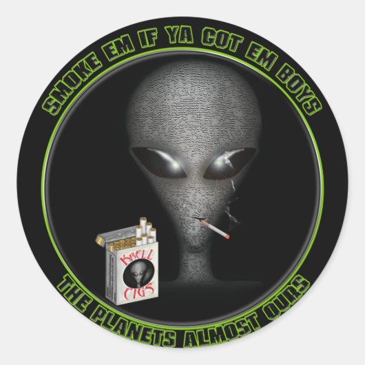 煙もしだ得!シール ラウンドシール (正面)