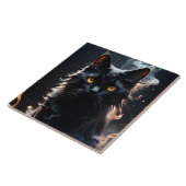 煙もやに包まれた黒猫 タイル (側面)