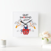 煙ることをやめて下さい スクエア壁時計 (ホーム)