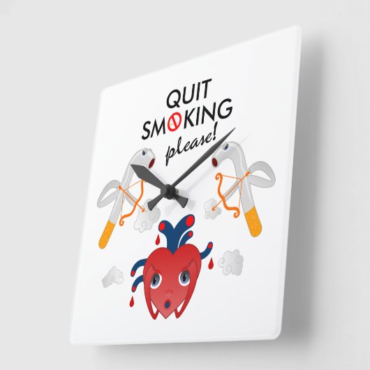 煙ることをやめて下さい スクエア壁時計 (傾斜)