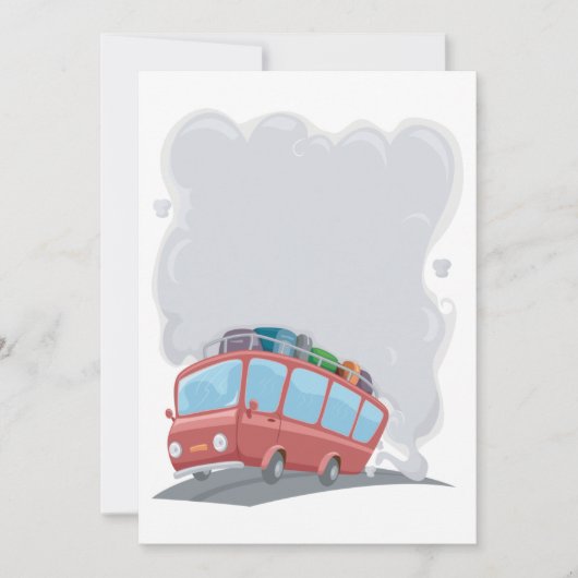 煙を出す旅行バス 招待状 (正面)