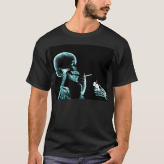 煙を吐くスカルX線 Tシャツ