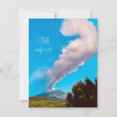 煙を吐く火山の風景 旅行のお土産 カード (正面)