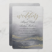 煙エレガントの水彩結婚式招待状 招待状 (正面/裏面)