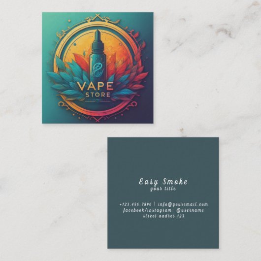 煙カラフルVapeショップ名刺 スクエア名刺 (正面/裏面)