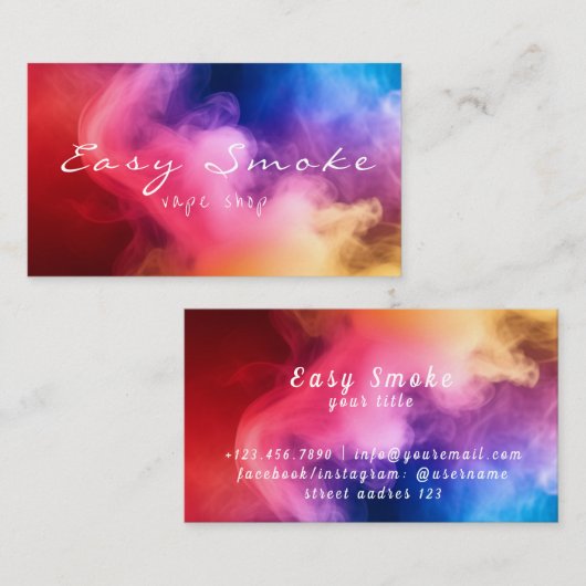 煙カラフルVapeショップ名刺 名刺 (正面/裏面)