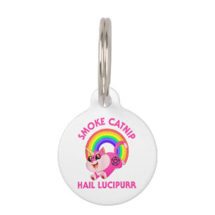煙キャットニップHail Lucipurr、サタンおもしろいキャットユニコール ペット ネームタグ
