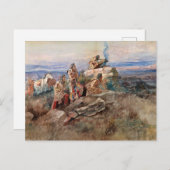 煙信号， 1896 by Charles Marion Russell ポストカード (正面/裏面)
