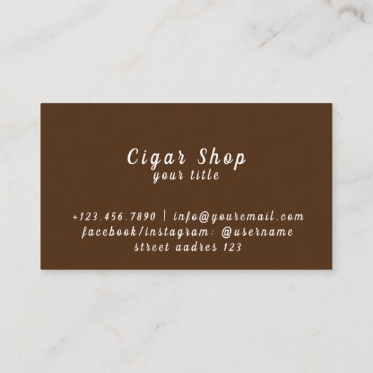 煙店名パーソナライズされた葉巻ストア 名刺 (裏面)