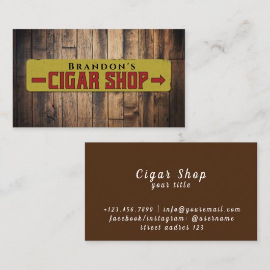 煙店名パーソナライズされた葉巻ストア 名刺 (正面/裏面)