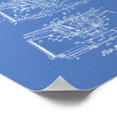 煙検知器1969特許技術 – 青写真 ポスター (角)