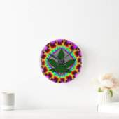 煙熱狂する雑草おもしろいラスタ ラウンド壁時計 (ホーム)