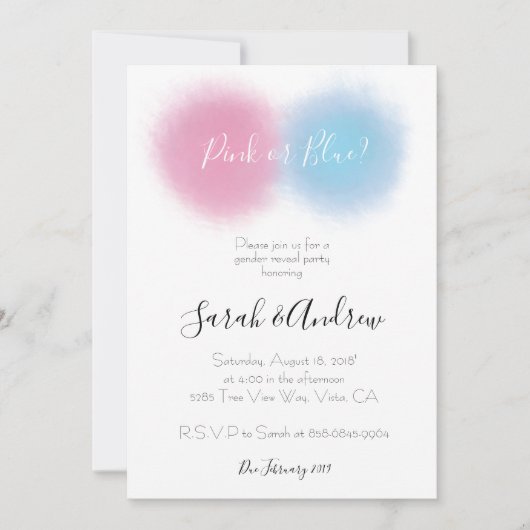 煙爆弾ジェンダー明らかにするパーティー煙爆弾ベビー 招待状 (正面)